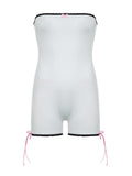 IFOMT Spring Outfits Strapless Contrast Binding Bow Skinny Sleeveless Bodycon Rompers Womens Playsuits