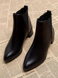 IFOMT Elasticity Pointed-Toe Solid Color Split-Joint Boots Chelsea Boots
