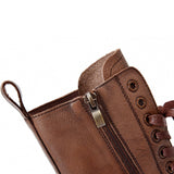 IFOMT Vintage Cow Leather Mid Heels Height Boots
