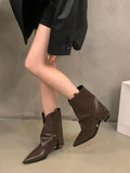 IFOMT Pointed-Toe Split-Joint Split-Side Boots Pumps