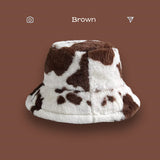 IFOMT Fluffy Cow Plush Bucket Hat