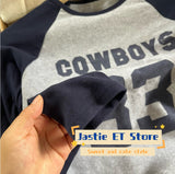 Ifomt 33 Cowboys Printed Slim Long Sleeve T-shirts Streetwear Round Neck Tight  Fall Tees Cotton Gray Navy Blue Patchwork Y2k Tops