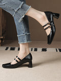 IFOMT Lace-Up Shallow Cut Square-Toe Pumps