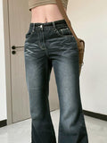 IFOMT Mid Rise Washed Flared Jeans