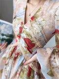 Ifomt French Vintage Printed Short Dresses for Women Lantern Sleeves V-neck Lace Patchwork A-line Birthday Party Dress Mini Vestidos ootd outfit idea