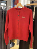 Ifomt Vintage Red Christmas Knitted Cardigan Women Autumn New Casual Letter Embroidered Long Sleeve Sweater Sweet Cute Knitwear Tops