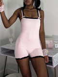 IFOMT Spring Outfits Contrast Lace Patchwork Square Collar Skinny Sexy Straps Rompers Womens Playsuits Sweet Cute Y2K Clothing