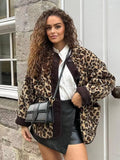 IFOMT Spring Outfits Autumn Leopard Jacket Coat Women 2025 New Arrivals O Neck Single Breasted Jacket Casual Female Coat