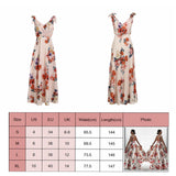 IFOMT Outfits Women's Summer Vacation Bow Tied Straps V-Neck Backless Vintage Floral Print Party Loose Beachwear A-Line Long Dress