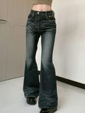 IFOMT Mid Rise Washed Flared Jeans