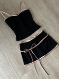 Ifomt Goth 2-Piece Set Summer Dresses Sling+Short Skirt Slim Harajuku Korea Crop Top Sexy Hot Girl Punk Y2k Grunge 2000s Emo Backless