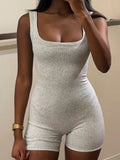 IFOMT Spring Outfits Solid Sleeveless Square Collar Skinny Sexy Rompers Womens Playsuits