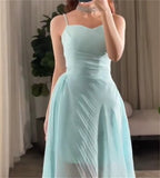 Ifomt Customized  Exquisite Spaghetti Sheath Cocktail  Fold Draped Chiffon Occasion Evening Gown vestidos de fiesta	 فساتين سهره نسائ