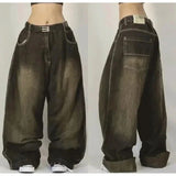 Ifomt American Y2K New Fashion Pattern Embroidery Loose Jeans Men Street Casual Joker Mopping Oversized Wide-leg Pants Couple Jeans Casual Outfit
