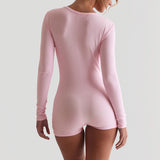 IFOMT Outfits Knit Rib Solid Long Sleeve Bodycon One Pirce Romper Yoga Gym Sportsuit Bodysuit Manufacturer Casual Clothing Legging