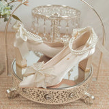 IFOMT  Bridal Shoes 2024 New Flower High Heel Pumps Women Elegant Pearl Strap Wedding Party Shoes Woman Silk Pointed Toe Zapatos Mujer