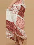 Ifomt Canwedance Boho Dress Strapless Patchwork Printed Summer Dress Romantic Floral Beach Dress A-line Splice Layered Vestidos
