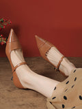 IFOMT Lace-Up Pointed-Toe Shallow Cut Split-Joint Pumps