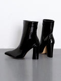 IFOMT Pointed-Toe Shiny Split-Joint Boots Pumps