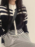 IFOMT Collar Neck Stripe Short Cardigan