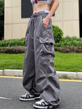Ifomt Y2K Parachute Black Pants Women Hippie Streetwear Oversize Pockets Cargo Trousers Harajuku Wide Leg Baggy Sweatpants Casual Outfit