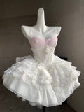 IFOMT Homecoming Dress Party Outfits cute ball gown white straps homecoming dress 18th birthday outfits P2094