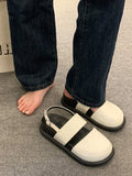 IFOMT Belt Buckle Hollow Round-Toe Split-Joint Sandals Wedges & Flatform