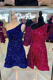 IFOMT Homecoming Dress Party Outfits Simple A line Short Royal Blue Sequins Homecoming Dress P2287