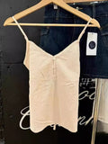 Ifomt Hollow Embroidery White Tank Camis 2025 New V-neck Adjustable Strap Simple Summer Vest Cotton Solid Waistband Sweet Y2K Tops
