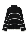 IFOMT Striped High Neck Loose Sweater