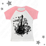 Ifomt Fashion Y2K Fake Two Guitar Print Punk T-shirts Women Slim Goth Street Retro black Tops Dark crop Tops Sexy Clothing 2000s Tops Casual Outfit