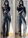 Ifomt Pockets Denim Jumpsuit Woman Autumn Spring Jeans Pant Casual American Overalls Streetwear Vintage Y2k Summer Cotton Trousers