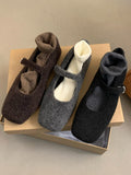 IFOMT Hollow Shallow Cut Split-Joint Square-Toe Flat Shoes Mary Janes