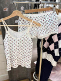 Ifomt Sweet Floral Lace Trim Waffle Vest Shorts Pajama Set Slim Camis +Elastic Straight Short Pant Chic Cute Home 2 Piece Sets Y2K New