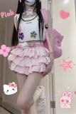 IFOMT Pink Skirt Sweet High Waist Japanese Y2k Kawaii Clothes Fold Punk Cute Lolita Sexy Cute  Mini Skirts Cutecore Girl Skirt 90s