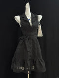 Ifomt Party Dresses Slim Punk Y2k Goth Vintage Sleeveless V-Neck Dress Button Short Skirt 90s Clothing Summer American Harajuku Grunge
