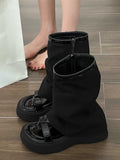 IFOMT Hollow Split-Joint Split-Toe Zipper Boots Platform Shoes Sandals