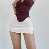 IFOMT Women Mini Skirt Sexy Low-waisted Casual Side Split Sports Solid Color Fashion Slim Bodycon Short Skirts Jogger