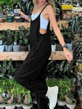 IFOMT Spring Outfits Solid Hippie Baggy Pockets Strappy Rompers Womens Jumpsuits Casual Streetwear