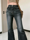 IFOMT Mid Rise Washed Flared Jeans