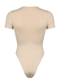 IFOMT Spring Outfits Cross V Neck Skinny Elegant Sexy Short Sleeve Bodysuit For Women Solid Simple Basic Summer Bodys Tops