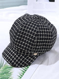 IFOMT Vintage Contrast Color Houndstooth Plaid Woolen Hat