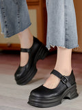 IFOMT Belt Buckle Mary Janes Platform Shoes