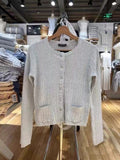 Ifomt Gray Single Breasted Autumn Women Sweater Round Neck Solid Color Simpler Tops Woman Versatile Casual Knitting Pullovers New