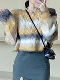 IFOMT Ombre Cable Knit Short Sweater