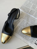 IFOMT Contrast Color Pointed-Toe Round Cut Sling Shoes