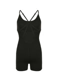 IFOMT Spring Outfits Cross Backless Skinny Sexy Black Slip Rompers Womens Playsuit Solid Rave Casual Sports Outfits Summer Vacation Clothing