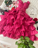 Ifomt Customized  Fashion V-neck Ball Gown Quinceanera Layered  Flowers Chiffon Occasion Evening   vestidos de graduación