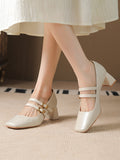 IFOMT Lace-Up Shallow Cut Square-Toe Pumps