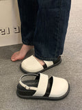 IFOMT Belt Buckle Hollow Round-Toe Split-Joint Sandals Wedges & Flatform
